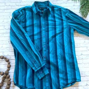 INC International Concepts Mens Blue Striped Button Up Shirt Size Small Business